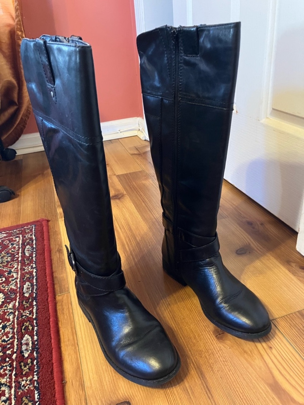 Marc Fisher Black Leather Boots with Low Heel